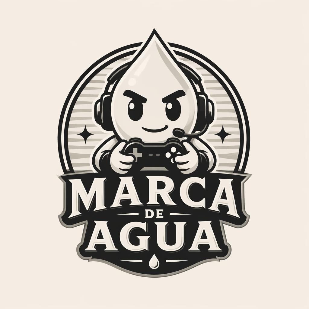 Concepto de logo gaming con mascota retro en monocromo elegante, composición centrada sobre fondo neutro