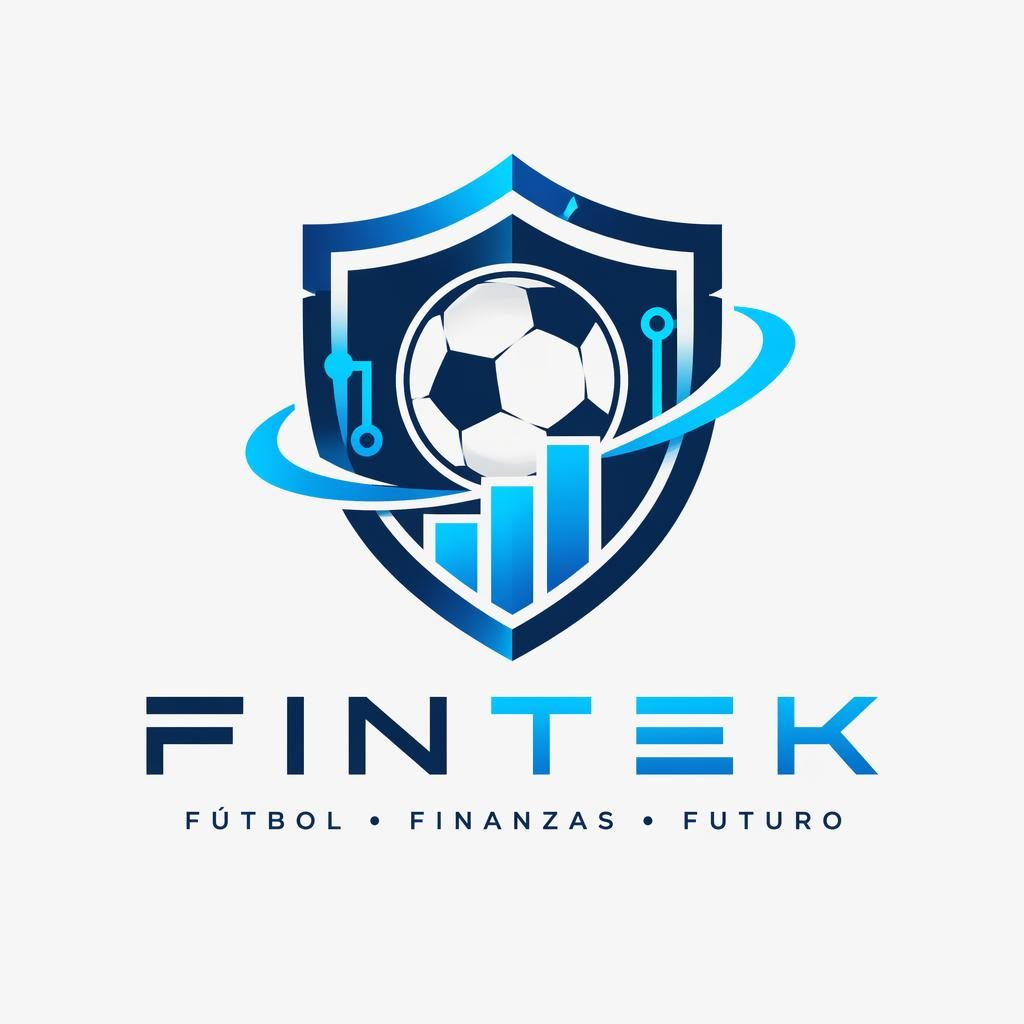 Logotipo abstracto futurista en azul y cian, centrado sobre fondo neutro, con tipografía moderna y estilo vectorial limpio.