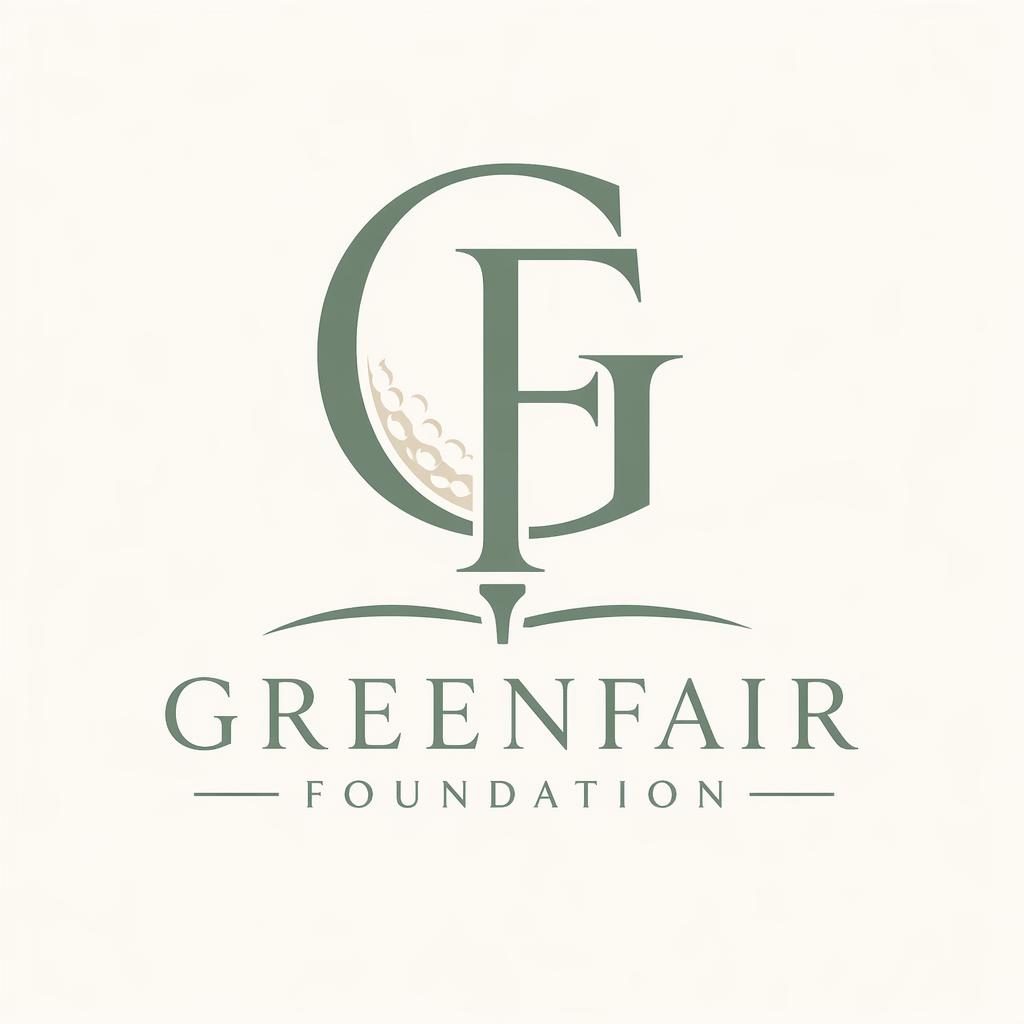 Centered monogram golf ball logo concept in elegant serif style with sage and cream colors on a neutral background.