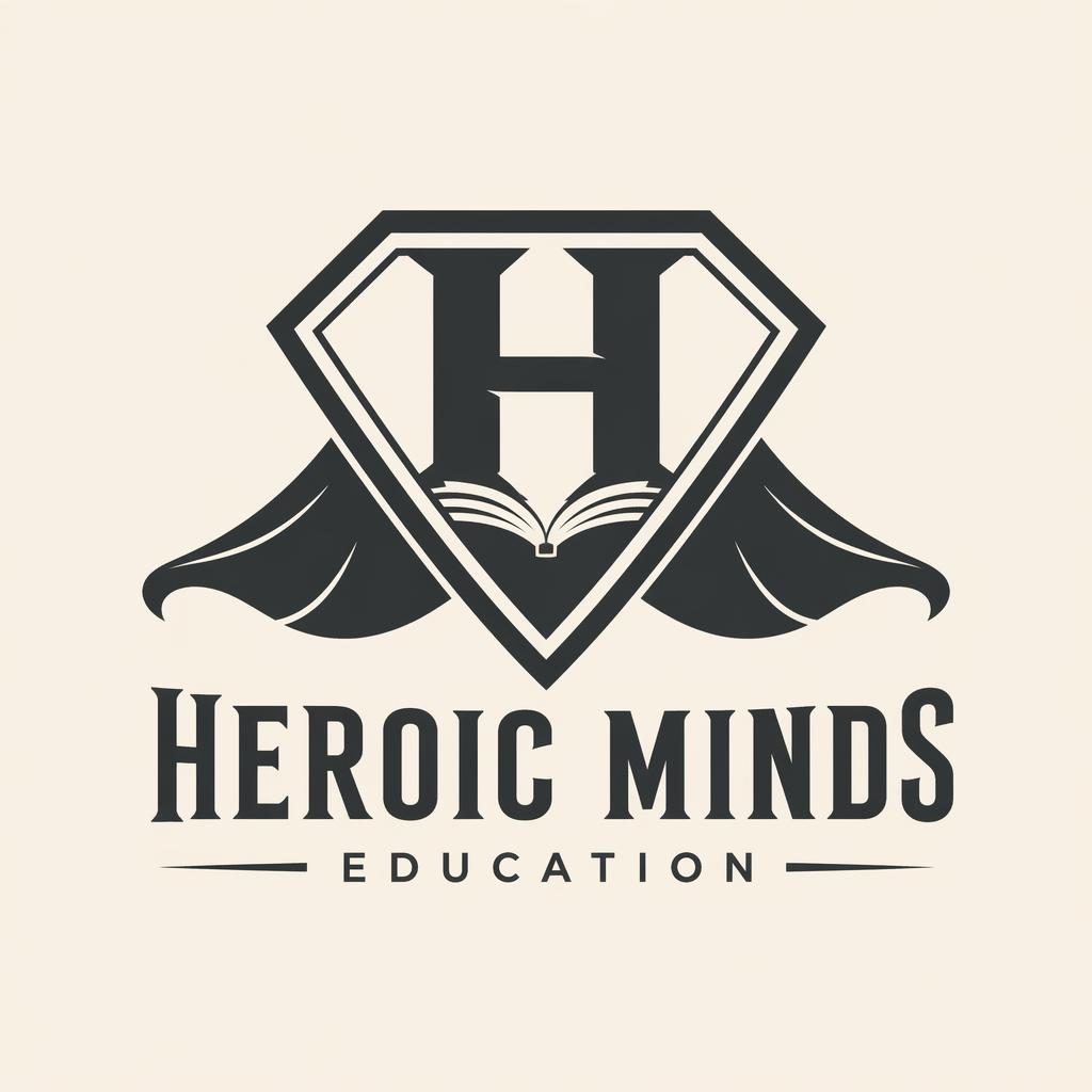 Centered vintage retro monochrome lettermark logo concept for an education brand on a neutral background