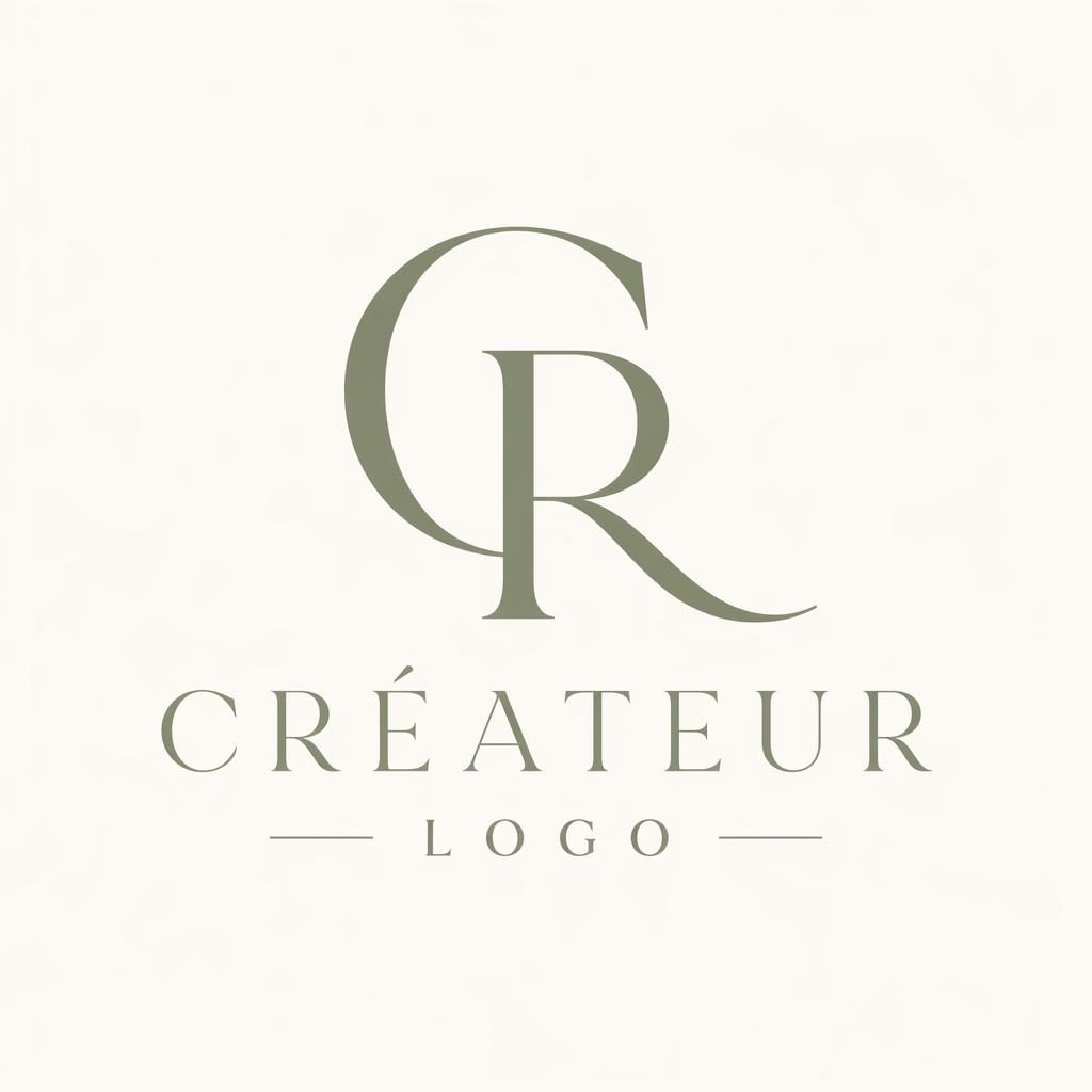 Concept de logo en lettrage serif élégant, palette sauge et crème, centré sur fond neutre au style vectoriel épuré