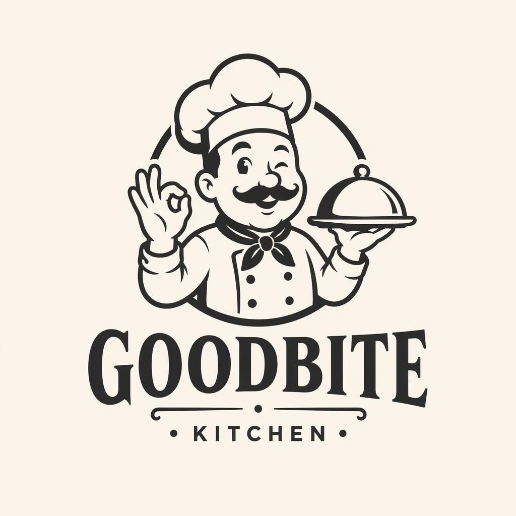 Vintage retro monochrome mascot restaurant logo concept with elegant typography, centered on a neutral background