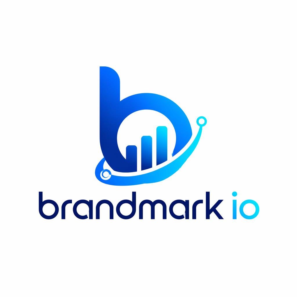 Centered brandmark io logo concept with wordmark and icon in blue and cyan on a neutral background, clean vector style.