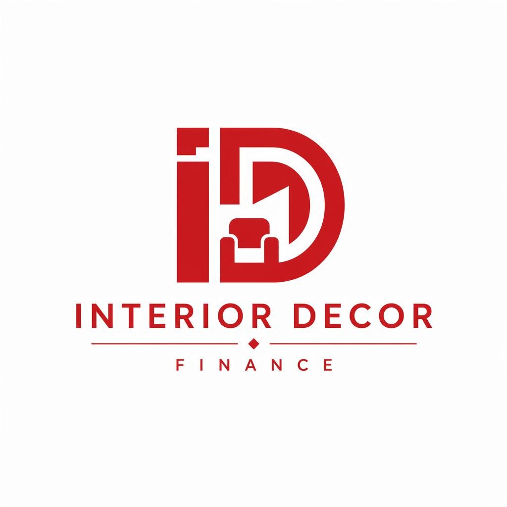 Geometric monogram logo concept in bold red and white with matching brand typography, centered on a neutral background.