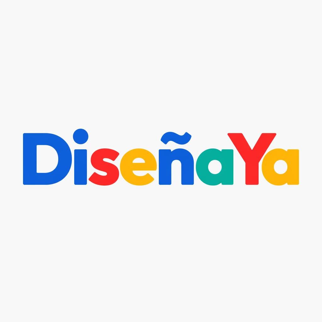 Logotipo tipográfico centrado con estilo industrial audaz, colores primarios y fondo neutro en formato cuadrado.