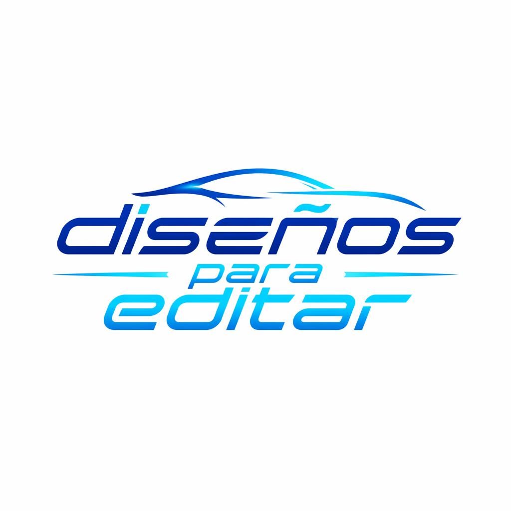 Logotipo tipográfico centrado para diseños para editar en azul y cian, estilo tecnológico futurista sobre fondo neutro.