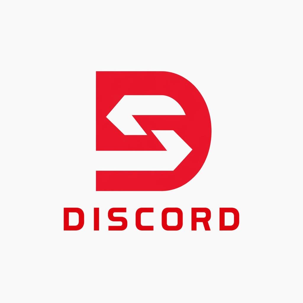 Centered geometric lettermark logo concept in bold red and white on a neutral background, clean vector style.