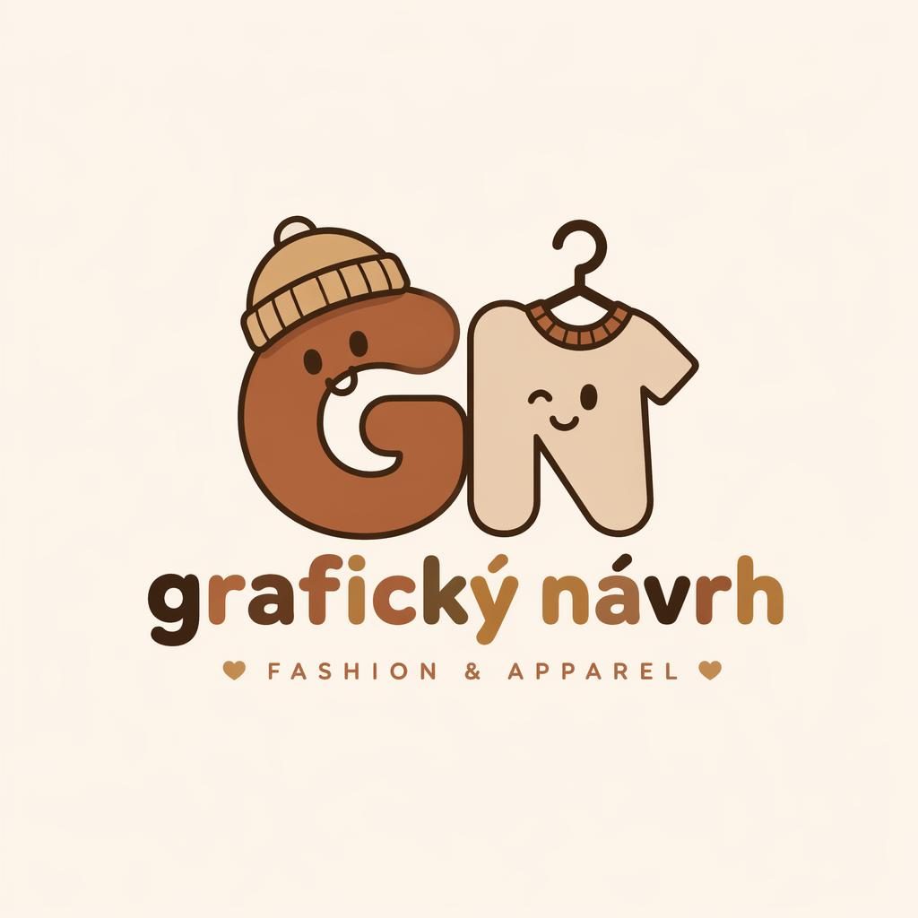 Hravý monogram loga pro fashion značku v teplých zemitých tónech, uprostřed na neutrálním pozadí, čistý vektorový styl.