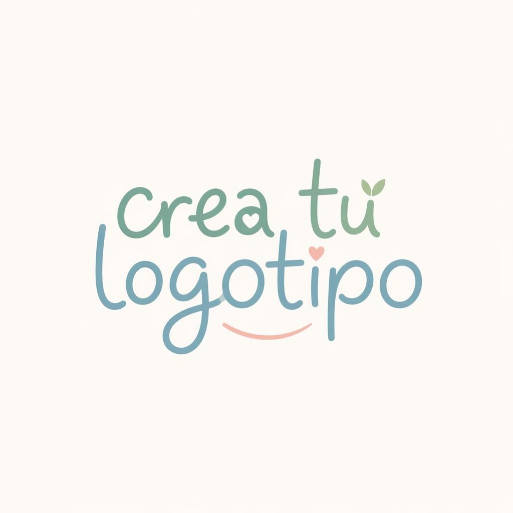 Logotipo tipográfico crea tu logotipo con estilo orgánico dibujado a mano, tonos pastel y fondo neutro centrado.