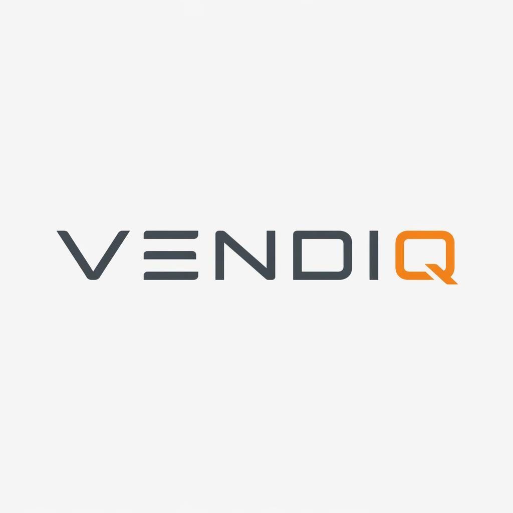 Centered modern minimalist wordmark for a vending machine logo in industrial gray and orange on a neutral background.