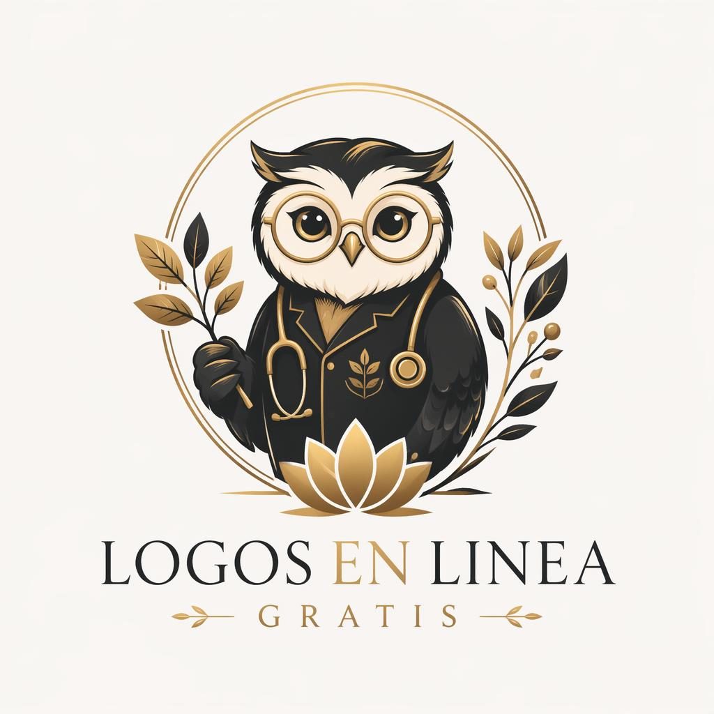 Logo vectorial cuadrado con mascota botánica en negro y dorado, composición centrada y fondo neutro.
