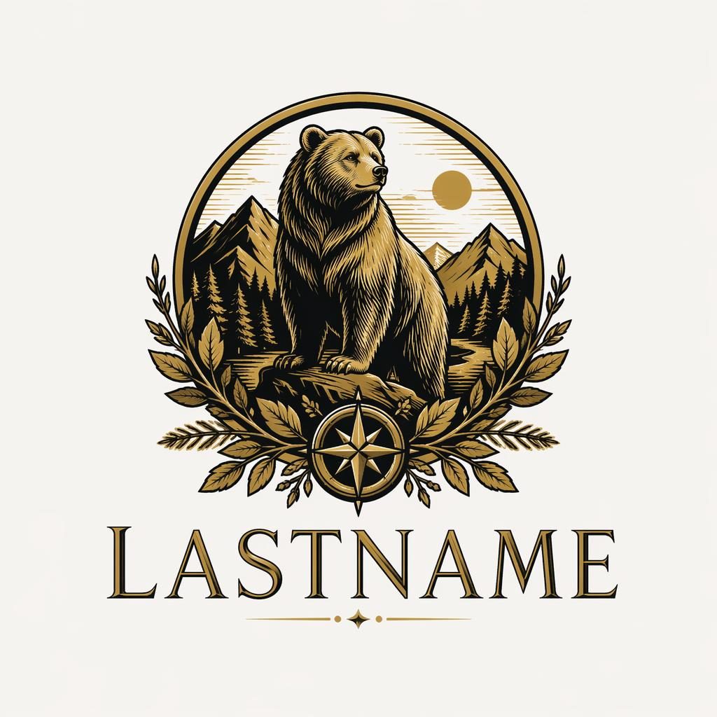 Botanical mascot logo concept with black and gold details, centered on a neutral background with matching brand typography
