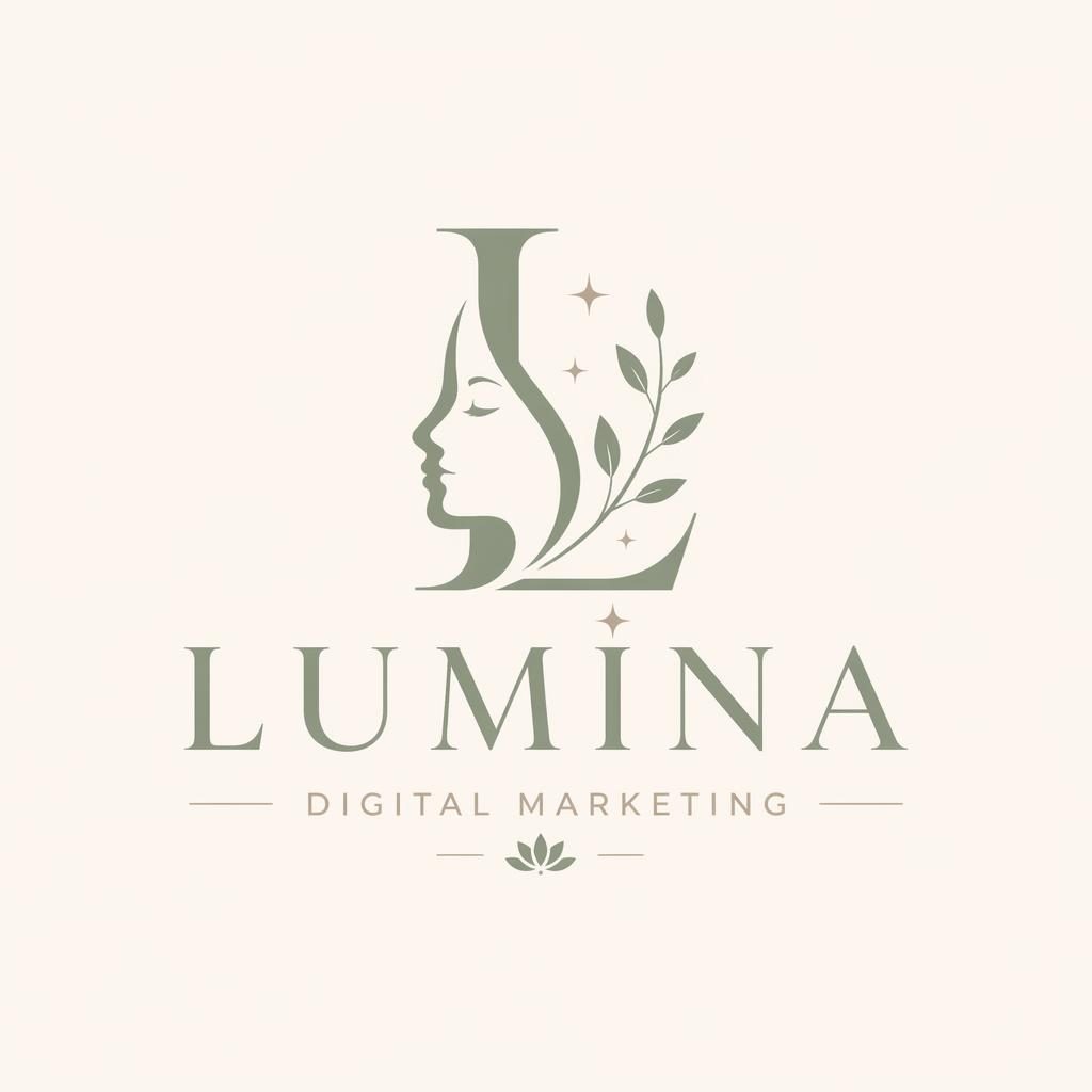 Elegant serif wordmark with icon in sage and cream, centered on a neutral background in a clean square logo concept.
