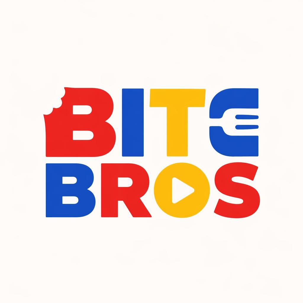 Centered bold industrial wordmark logo for a food brand in a playful primary color palette on a neutral background