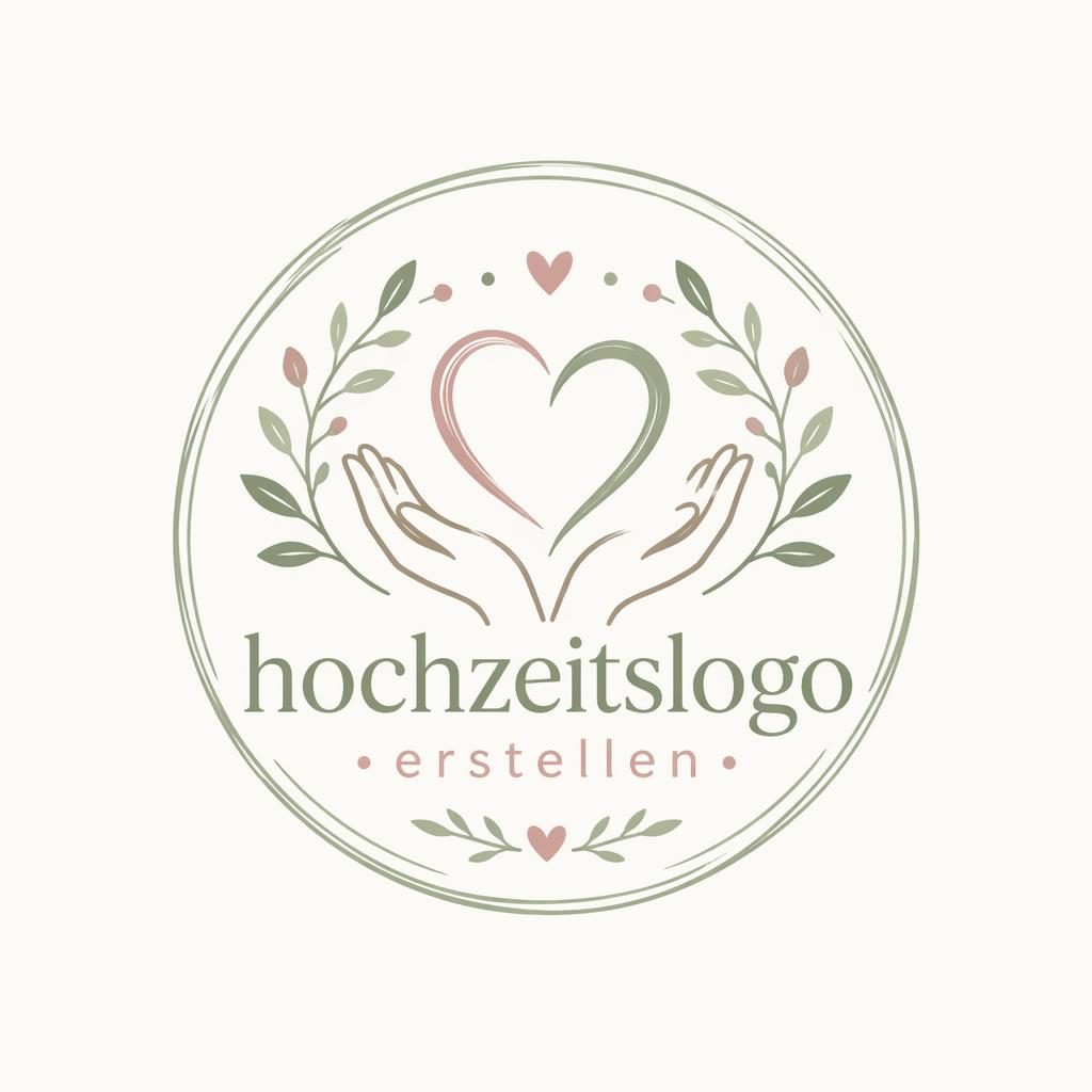Handgezeichnetes Emblem-Logo in Pastellfarben mit organischer Form, zentriert auf neutralem Hintergrund.