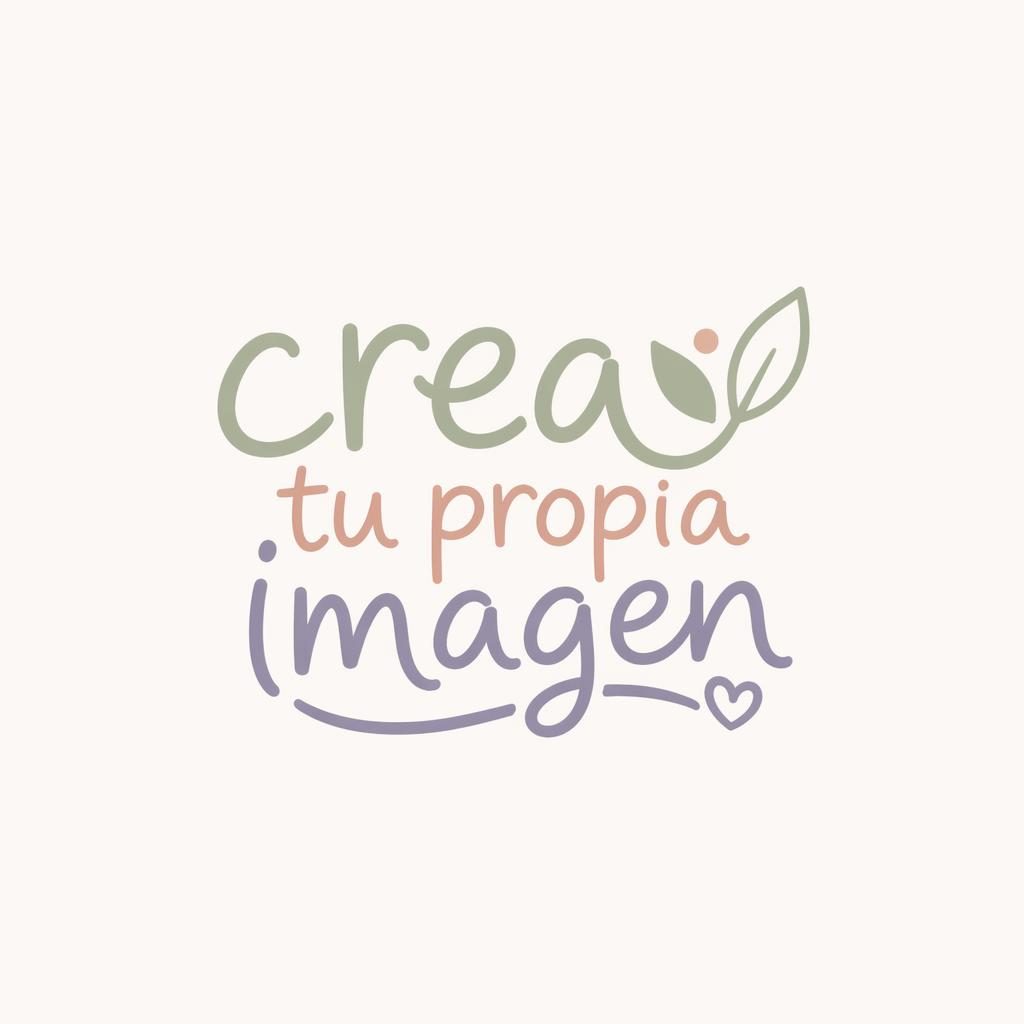 Logotipo wordmark centrado de crea tu propia imagen con tipografía orgánica dibujada a mano en tonos pastel suaves