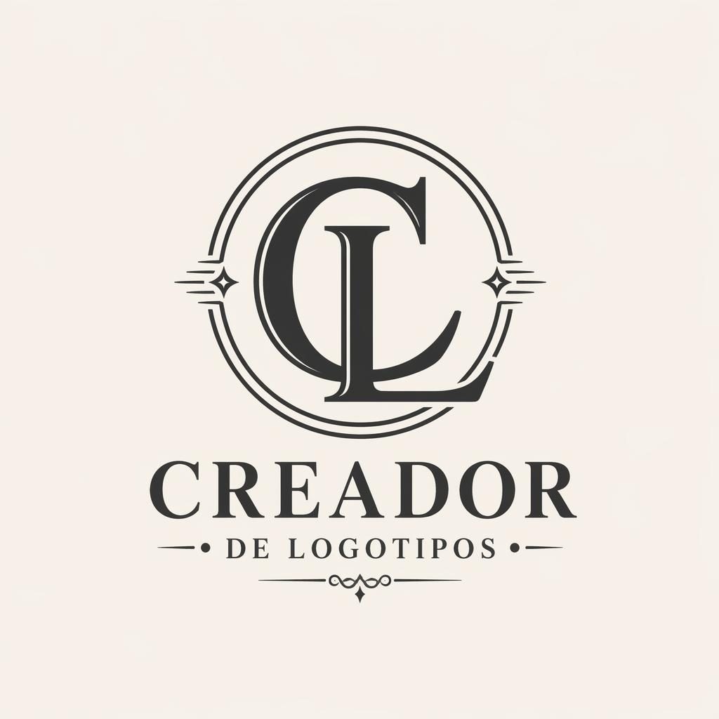 Concepto de logotipo lettermark para creador de logotipos, estilo vintage retro monocromo, centrado sobre fondo neutro.