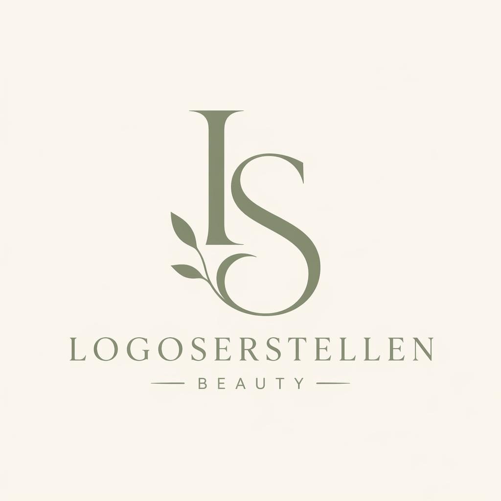 Zentriertes Lettermark-Logo für logoserstellen in eleganter Serifenschrift, Salbei-Creme-Farbpalette auf neutralem Hintergrund.