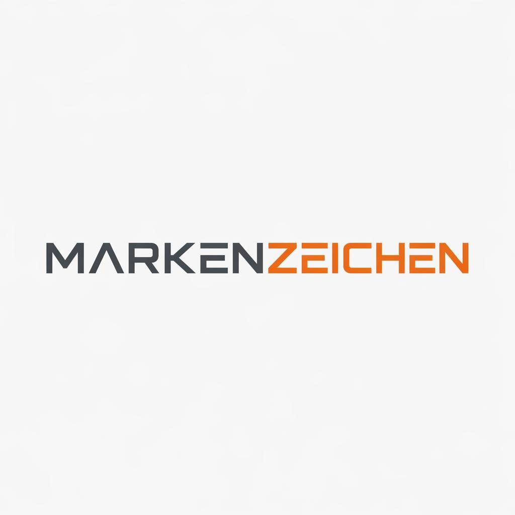 Minimalistisches Wortmarken-Logo in Grau und Orange, zentriert auf neutralem Hintergrund im sauberen Vektorstil.