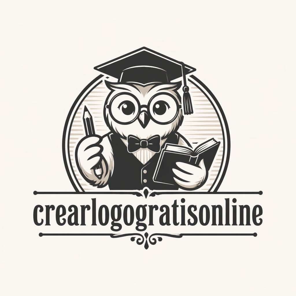 Concepto de logo vectorial con mascota retro en monocromo, composición centrada y tipografía elegante para crearlogogratisonline.