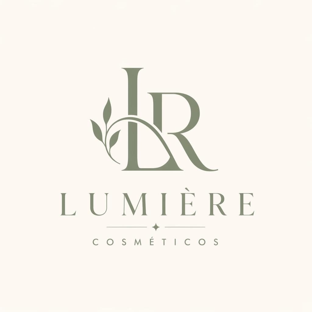 Concepto de logo lettermark con tipografía serif elegante en tonos salvia y crema, centrado sobre fondo neutro.