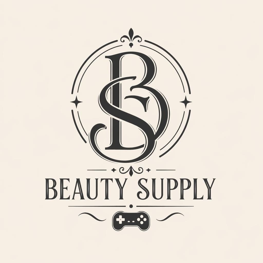 Centered monochrome monogram logo concept with retro gaming styling on a neutral background, clean vector look.
