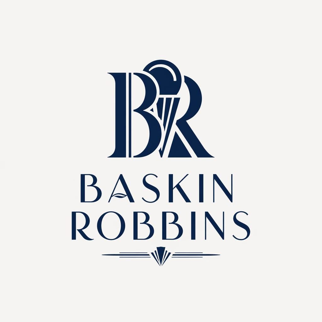 Centered navy and white art deco logo concept with wordmark and icon on a neutral background, clean vector style.