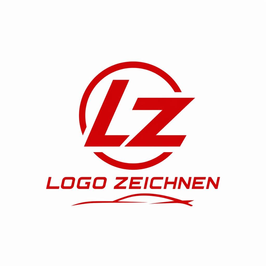 Geometrisches Monogramm-Logo in Rot und Weiß, zentriert auf neutralem Hintergrund, klarer Vektor-Look für Automotive.