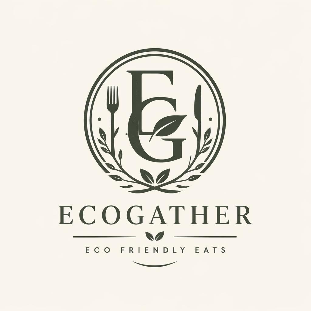 Vintage monochrome monogram logo concept for a restaurant, centered on a neutral background with elegant retro typography.