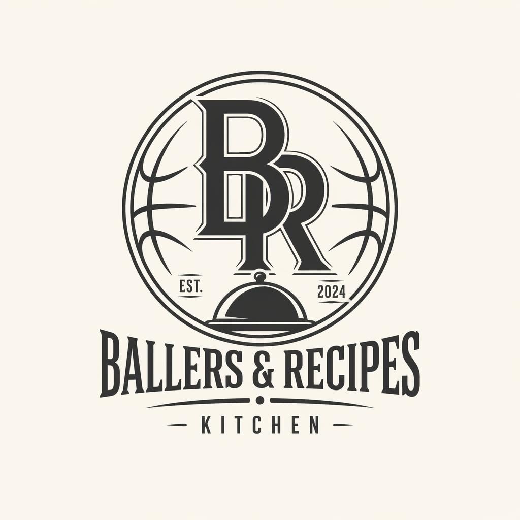 Centered vintage monogram basketball team logo concept in elegant monochrome, with retro typography on a neutral background.