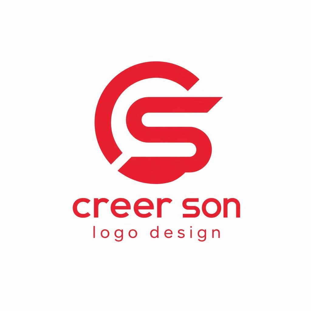 Logo monogramme géométrique rouge et blanc, centré sur fond neutre, avec nom de marque en typographie assortie.