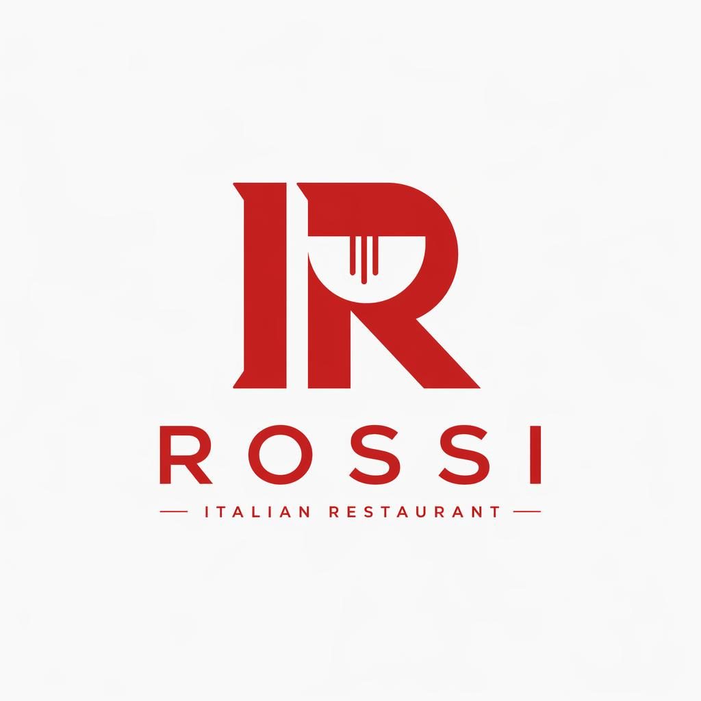 Geometric lettermark logo concept in bold red and white on a neutral background, centered with clean scalable vector styling.