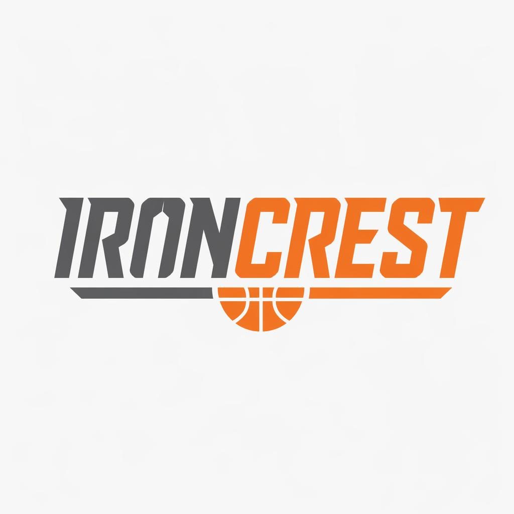 Modern minimalist basketball team logo wordmark in gray and orange, centered on a neutral background with clean vector styling.
