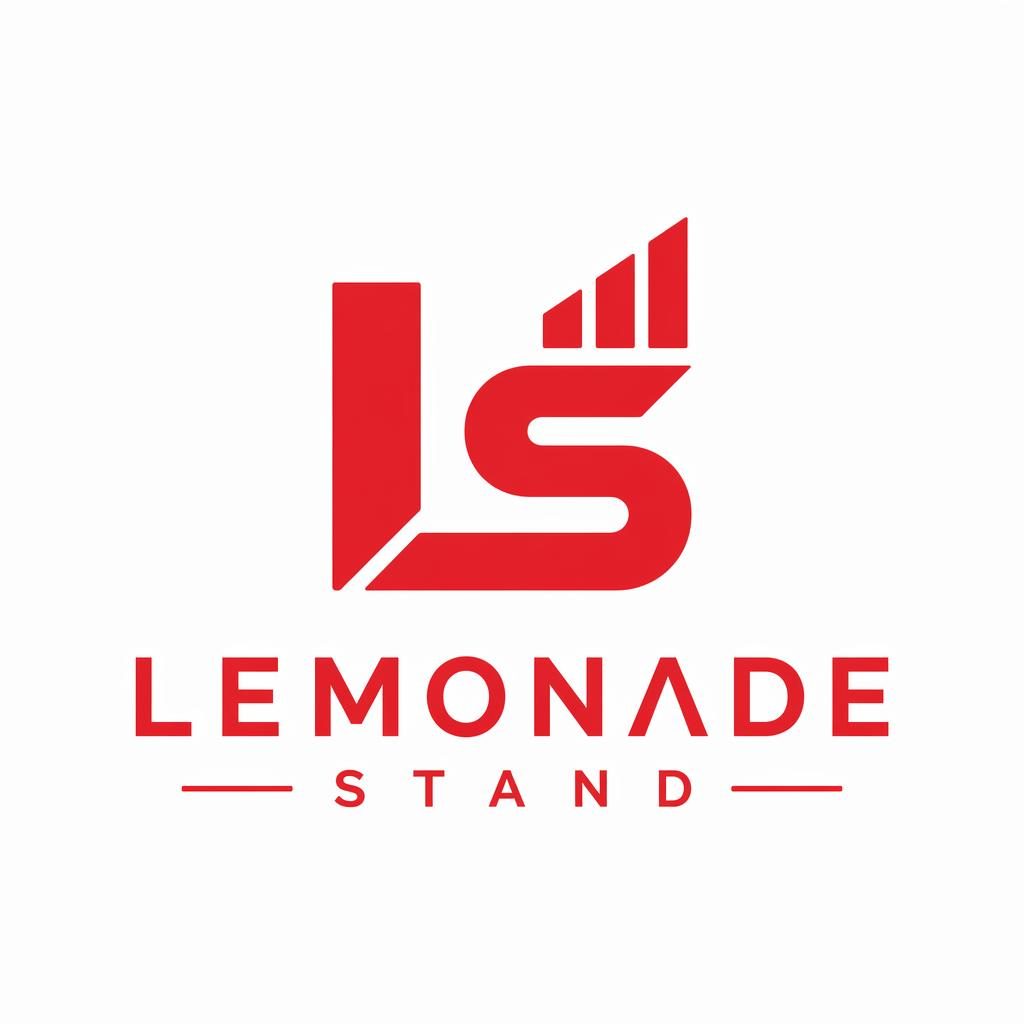 Geometric lettermark logo concept for Lemonade Stand in bold red and white on a neutral background, centered vector style.