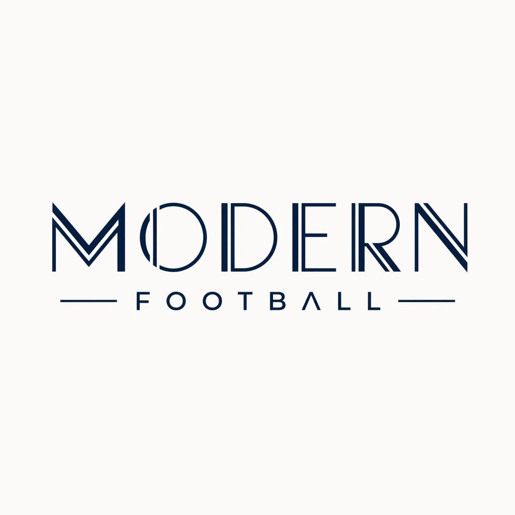 Centered navy and white football wordmark logo in art deco typography on a neutral background, clean vector style.
