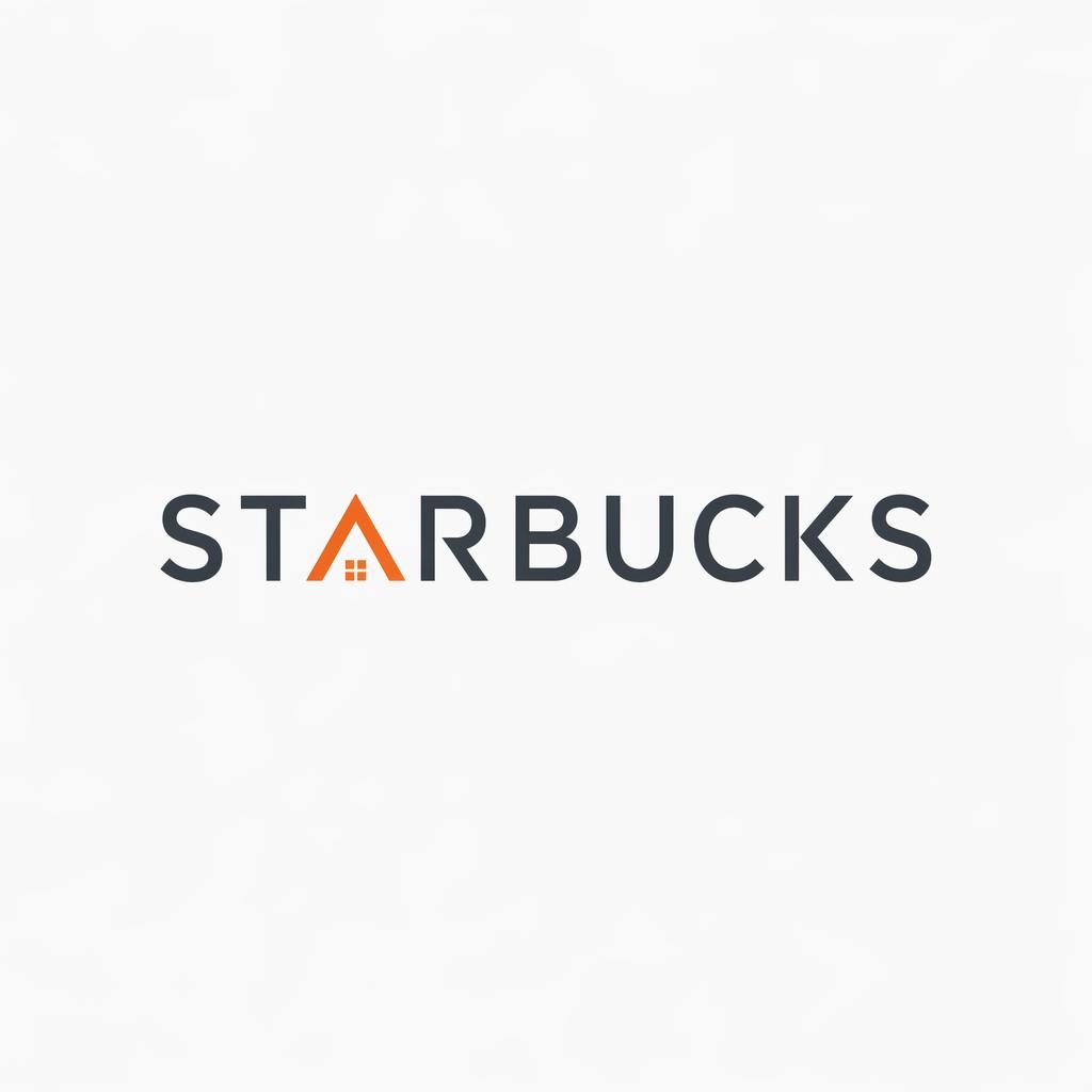 Modern minimalist real estate wordmark logo in industrial gray and orange on a neutral square background.