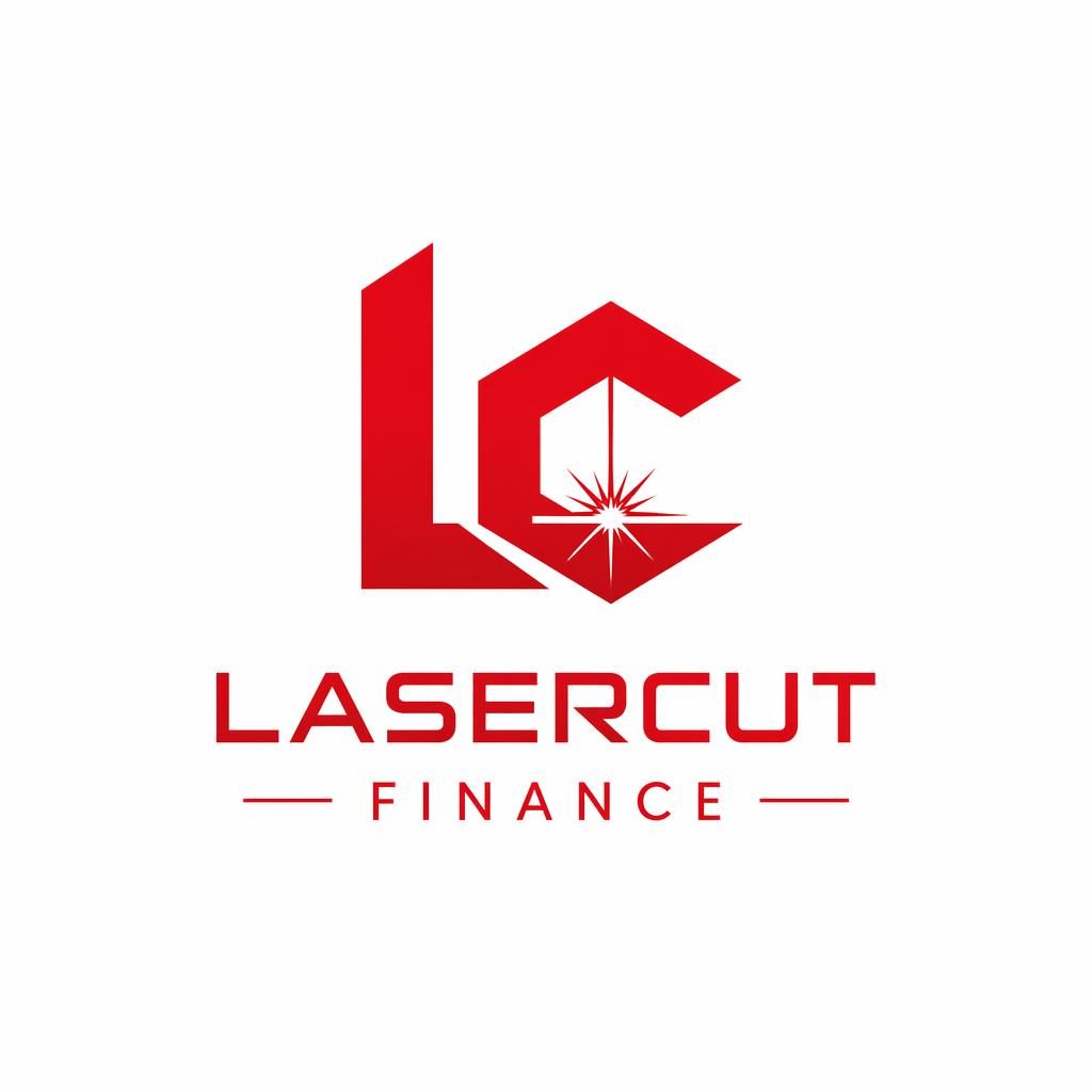 Geometric red and white lettermark logo concept for a fintech brand, centered on a neutral background in a clean vector style.