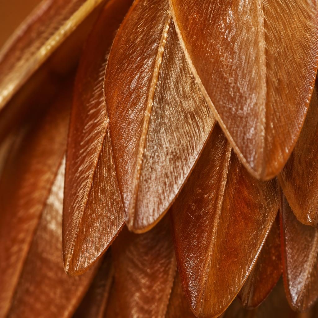 Macro close-up of leaf and petal surfaces resembling gemstone facets in golden hour light, warm earth tones, sharp detail