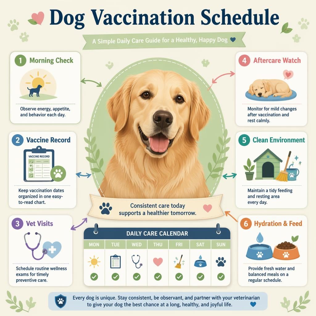Pastel pet care infographic with a horse portrait, six labeled care callouts, icons, checklist panels, and calendar blocks.