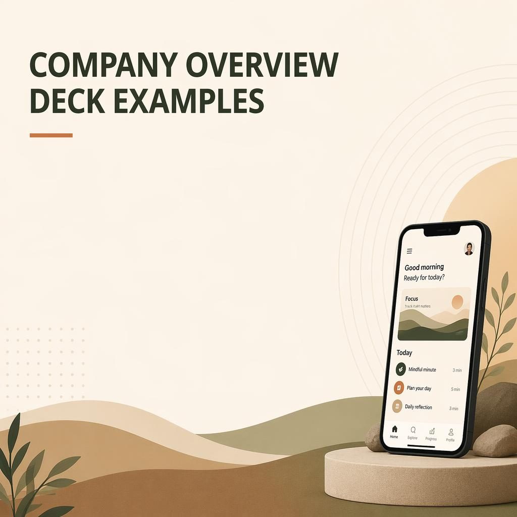 Modern 16:9 investor pitch deck slide with placeholder title, warm earth tones, subtle abstract pattern, and open space.