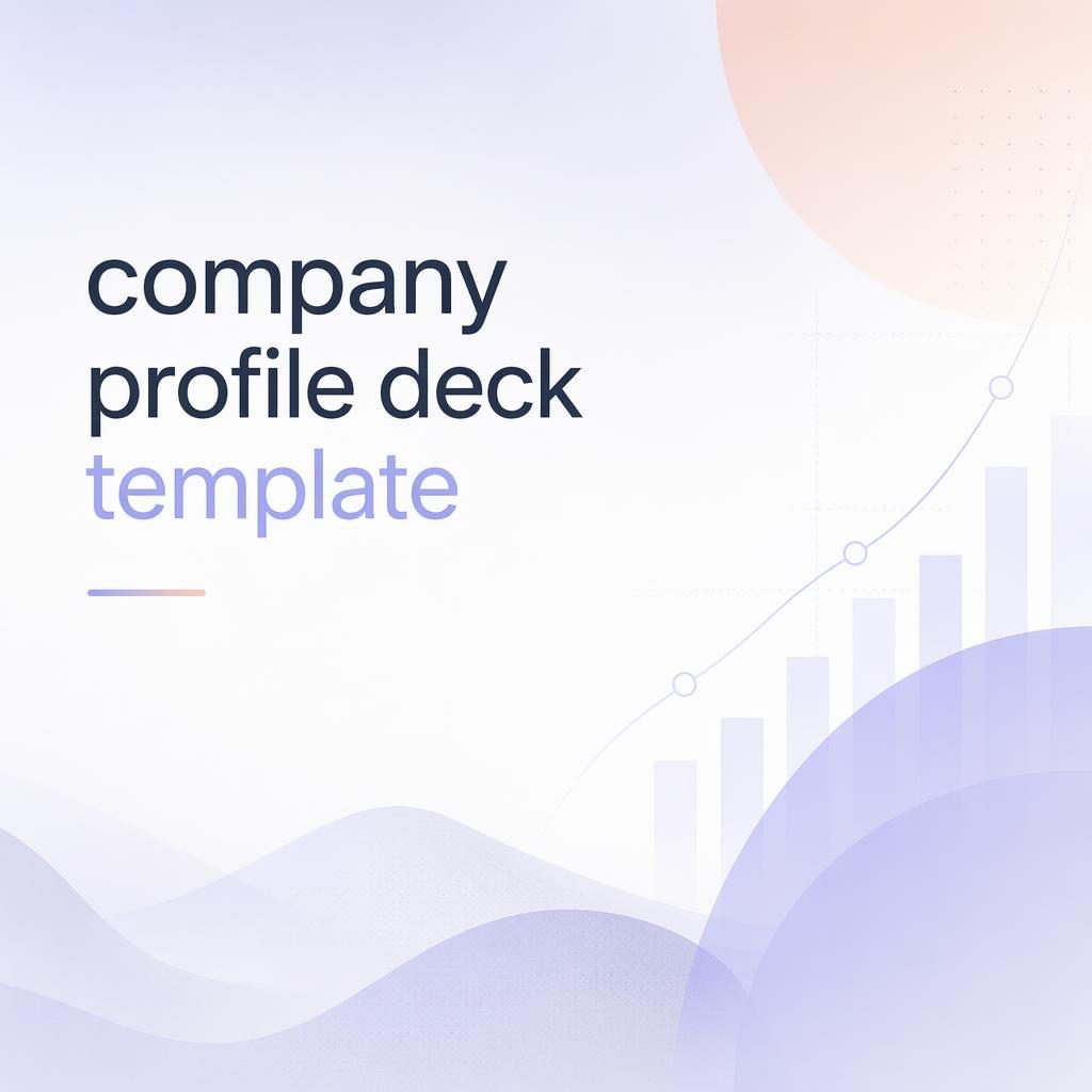 16:9 investor pitch deck slide with pastel editorial style, placeholder title, subtle finance graphic, and open layout