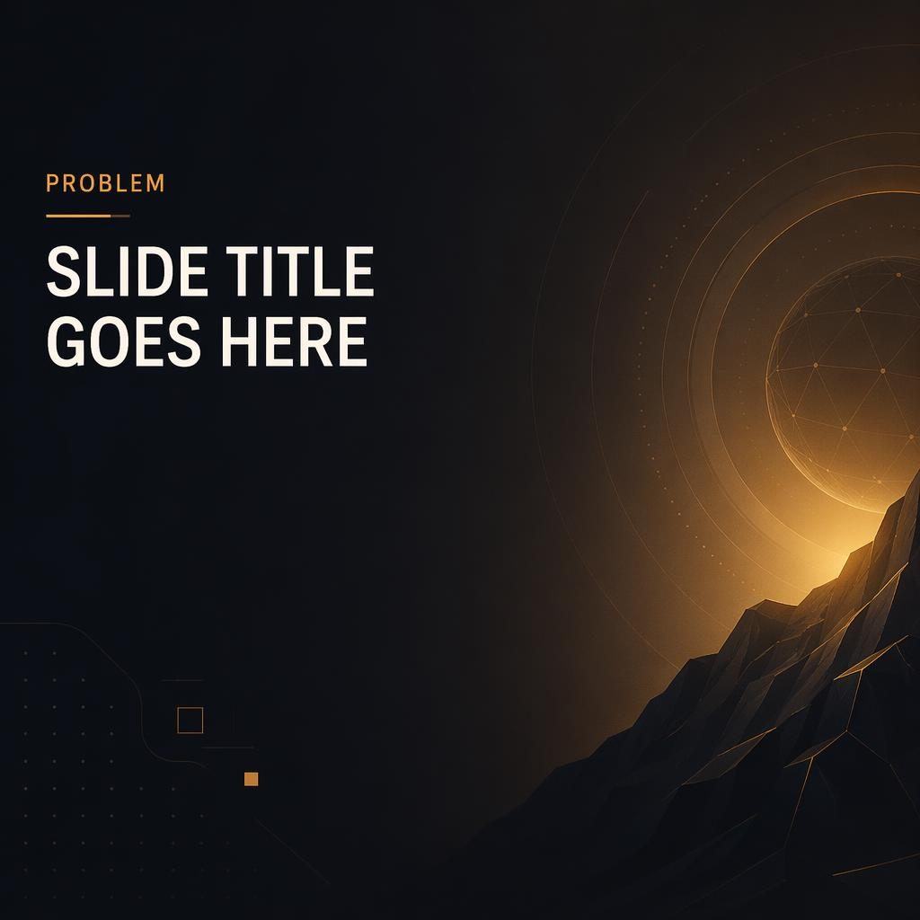 16:9 crypto web3 problem slide with warm boutique tones, high-contrast palette, placeholder title, subtle pattern