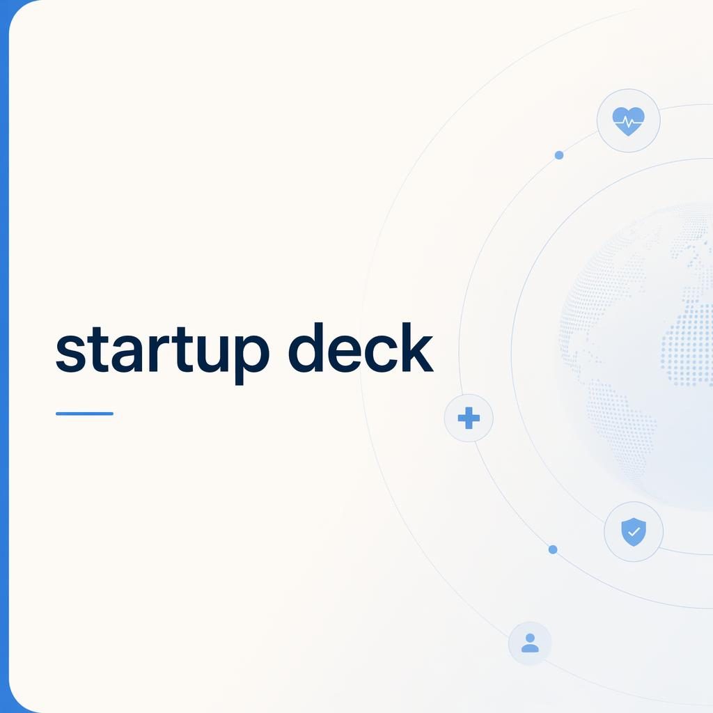 16:9 investor pitch-deck TAM slide for a health tech startup in blue and cream, with clean title text and subtle market graphic.