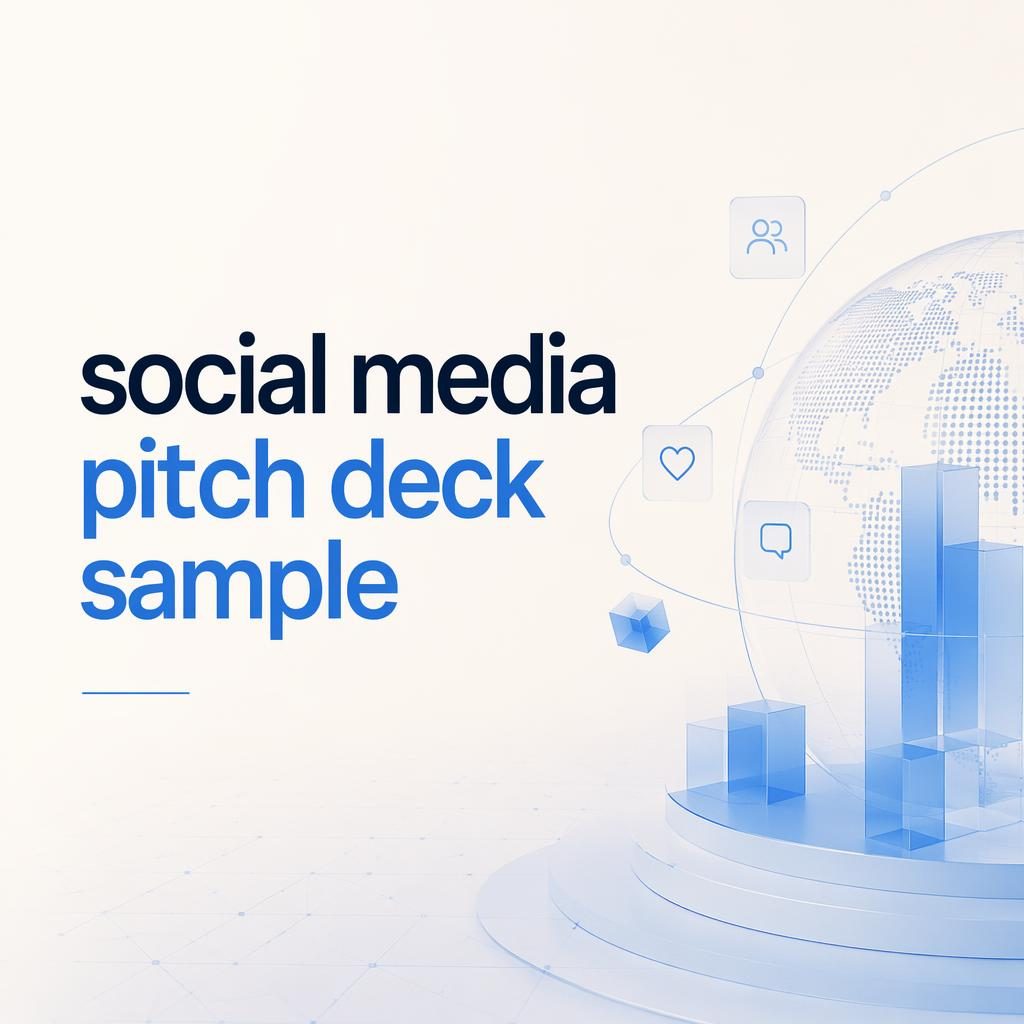 16:9 investor pitch deck title slide in tech blue and cream with clean placeholder typography and subtle abstract pattern