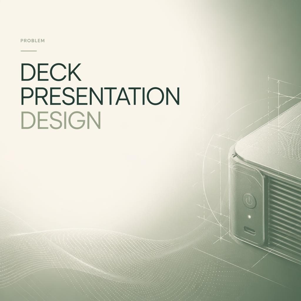 16:9 investor pitch-deck problem slide with clean placeholder title, sage and ivory tech gradient, subtle pattern, and open space