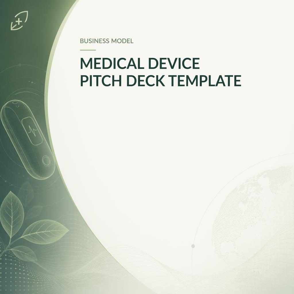 16:9 business model pitch-deck slide with sage and ivory tech gradient, clean title placeholder, and subtle sustainability pattern