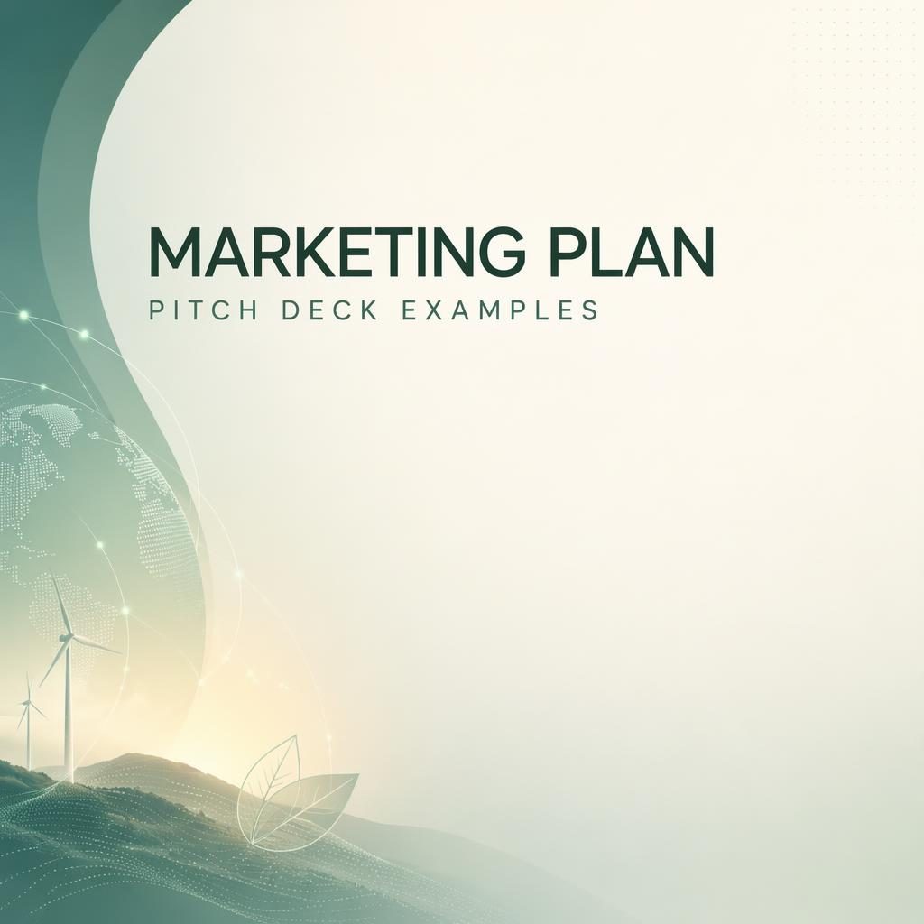 16:9 traction slide illustration with sage and ivory tech gradient, clean placeholder title, subtle sustainability pattern