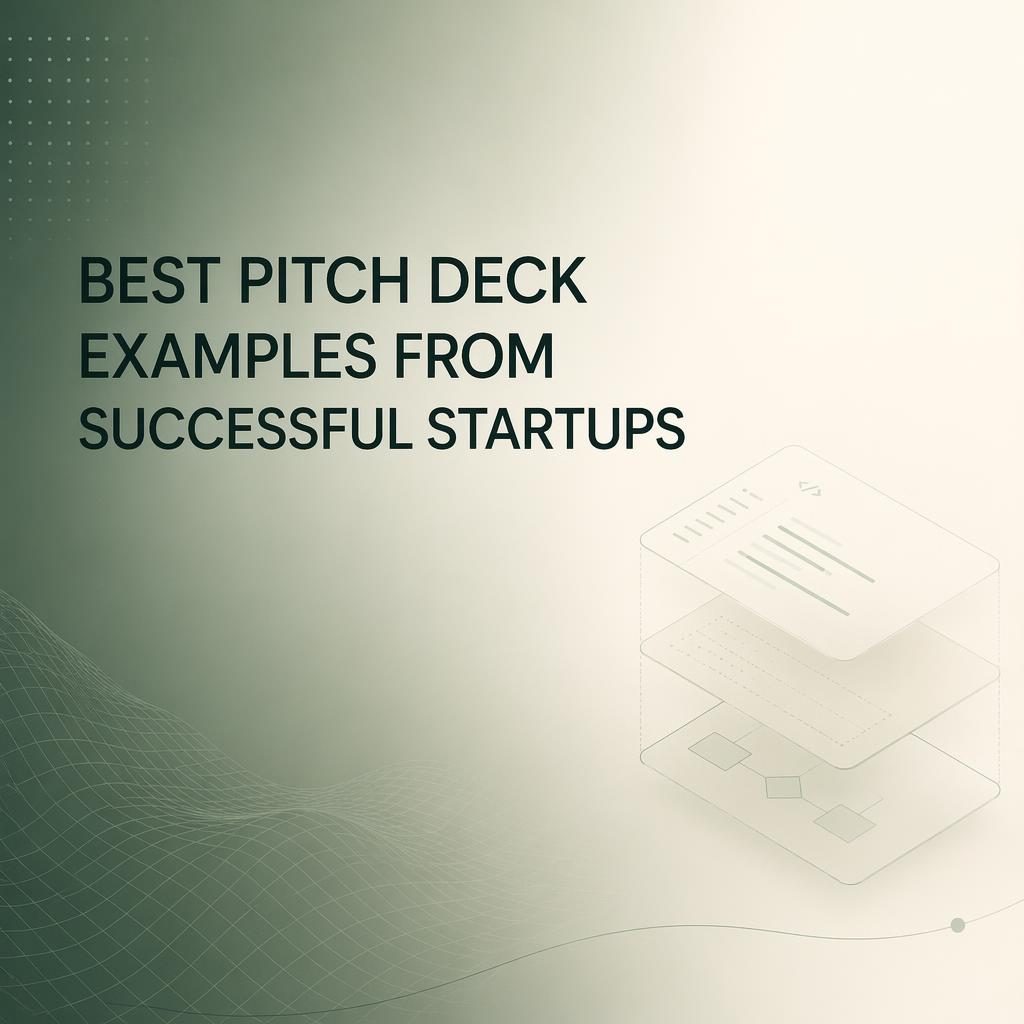 16:9 investor ask slide with clean placeholder title, sage and ivory tech gradient, subtle abstract pattern, and wide negative space.