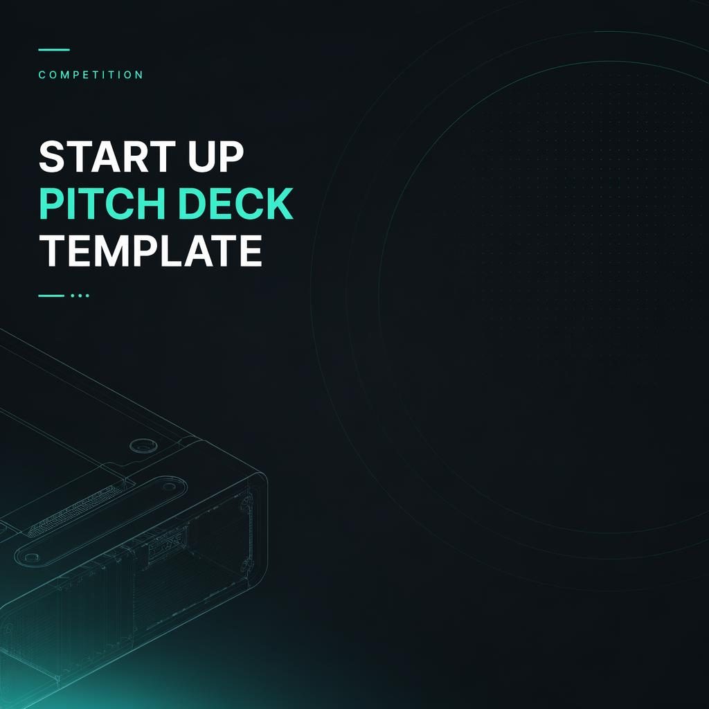 Dark mode 16:9 competition slide with neon accents, elegant placeholder title, and subtle abstract background pattern
