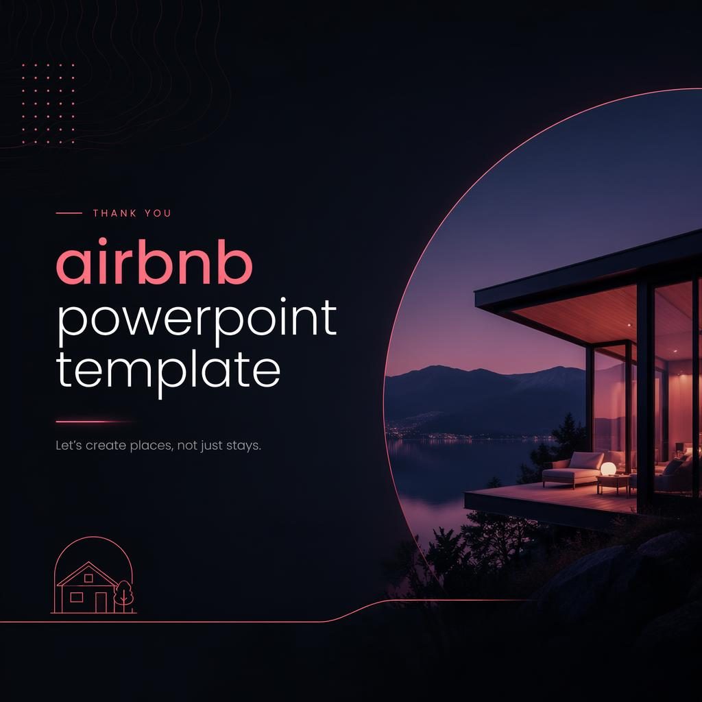 Dark mode investor pitch deck thank you slide with neon accents, clean title placeholder, and subtle abstract pattern.